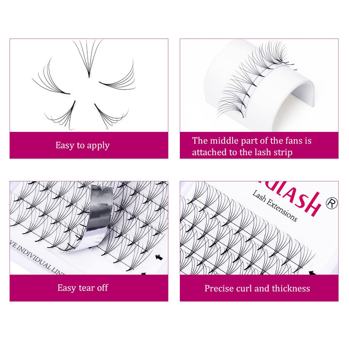Premade Eyelash Extensions 0.07 C Curl 18mm 5D Lash Extensions Short Stem Volume Premade Fans Thin Base Optinal 3D 5D Thickness 0.07 0.10mm C D Curl 8-20mm Length (5D-0.07-C, 18mm)