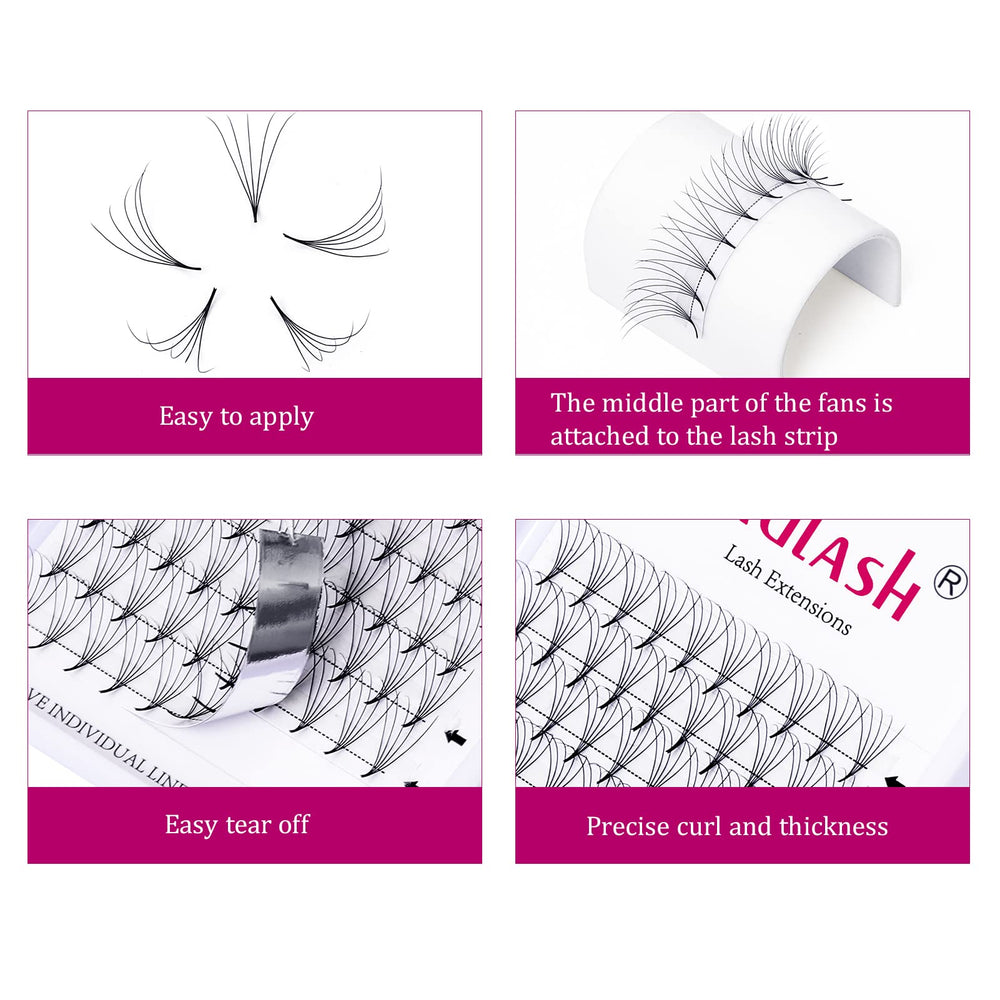 Lash Fans D Curl 0.07 10mm 5D Lash Extensions Short Stem Premade Eyelash Extensions Optinal 3D 5D Thickness 0.07 0.10mm C D Curl 8-20mm Length (5D-0.07-D, 10mm)