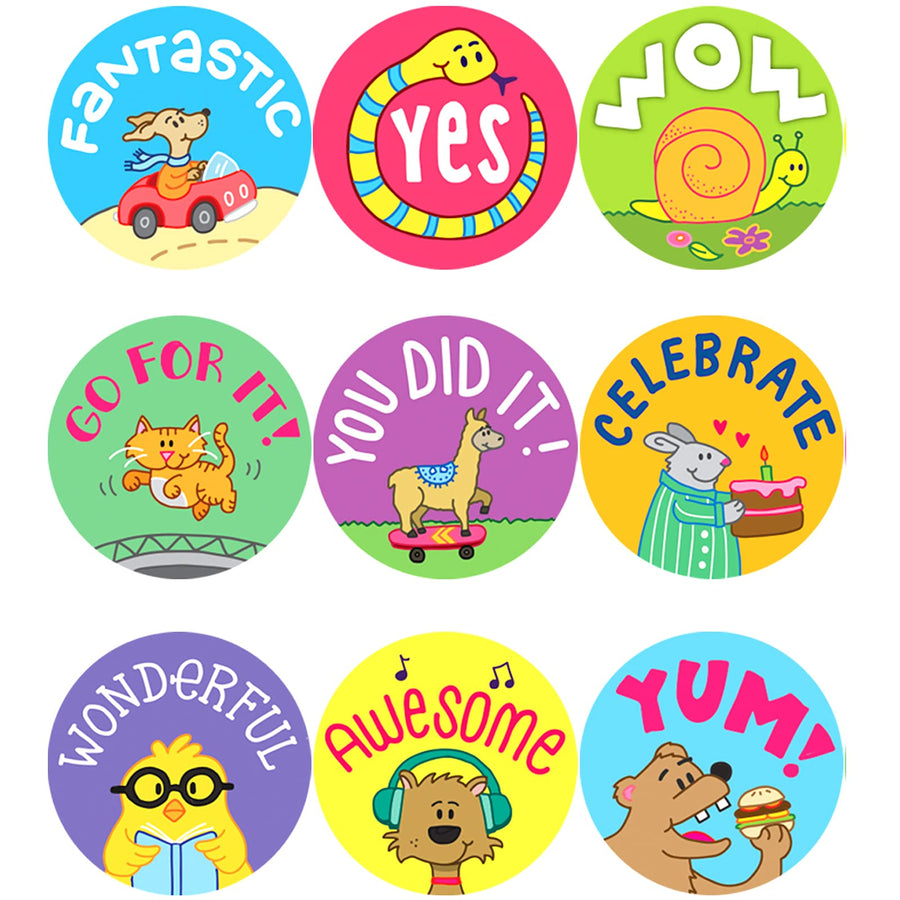 2000 Pack Reward Stickers for Teachers in 20 Unique Designs, Animal Cartoon Motivational Stickers, Fun Motivational Stickers
