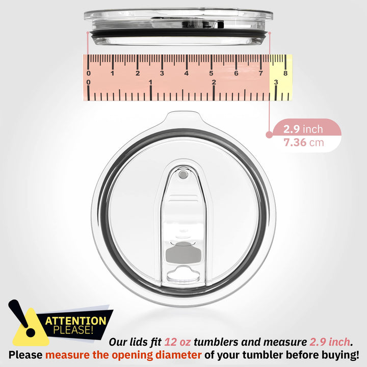 2 Wine Tumbler Silicon Lids 12 oz Spill Proof - No Leak Splash Proof Replacement Silicon Slider Locking Closure, 2 Lid For Tumbler,Open/Close 3 Inch Diameter by C&Berg Model 2020