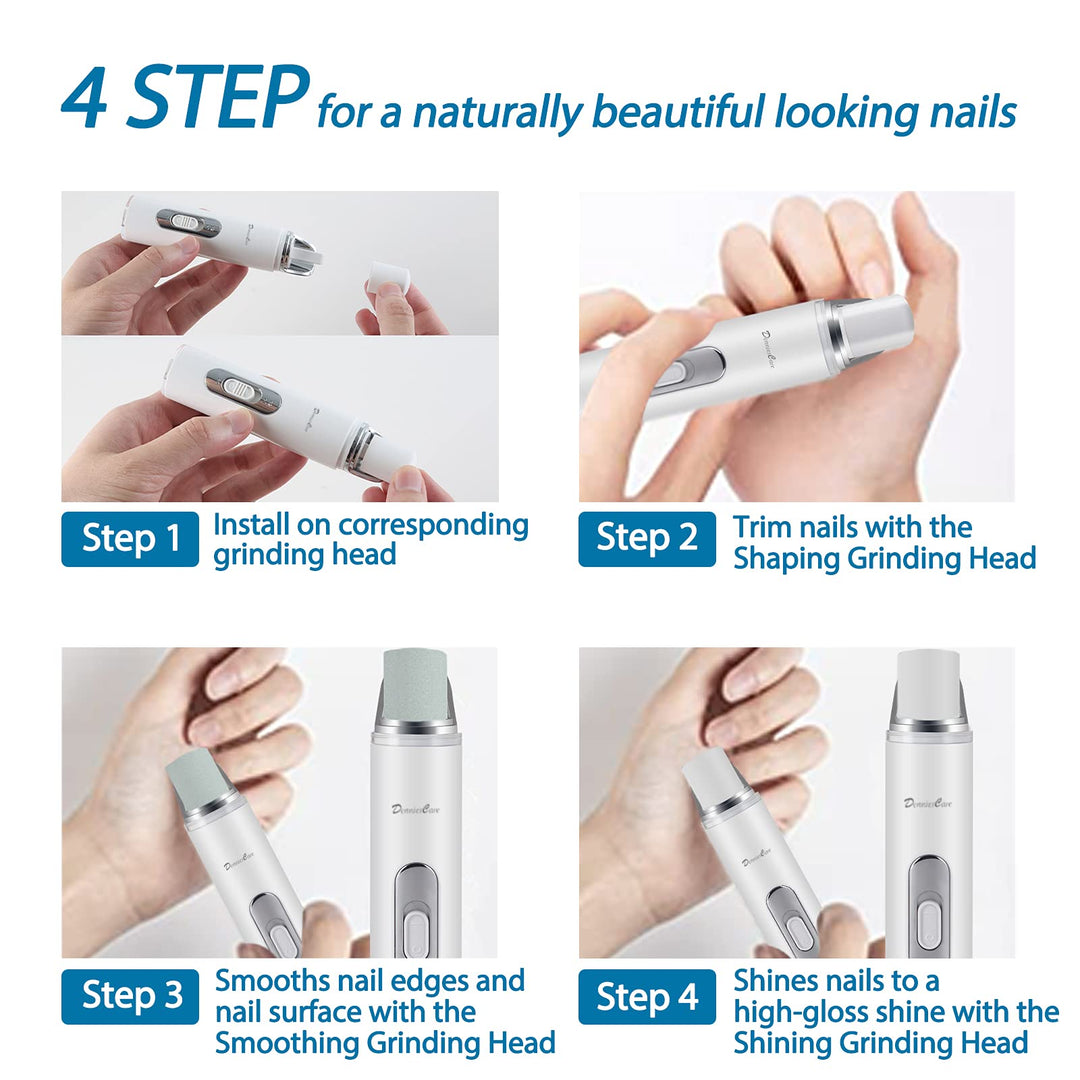 Electric Nail Buffer Rechargeable Nail Buffer Drill and Polisher Easily File for Naturally Beautiful Looking Nails Electric Manicure Pedicure Tool Nail Buffer and Shine Kit