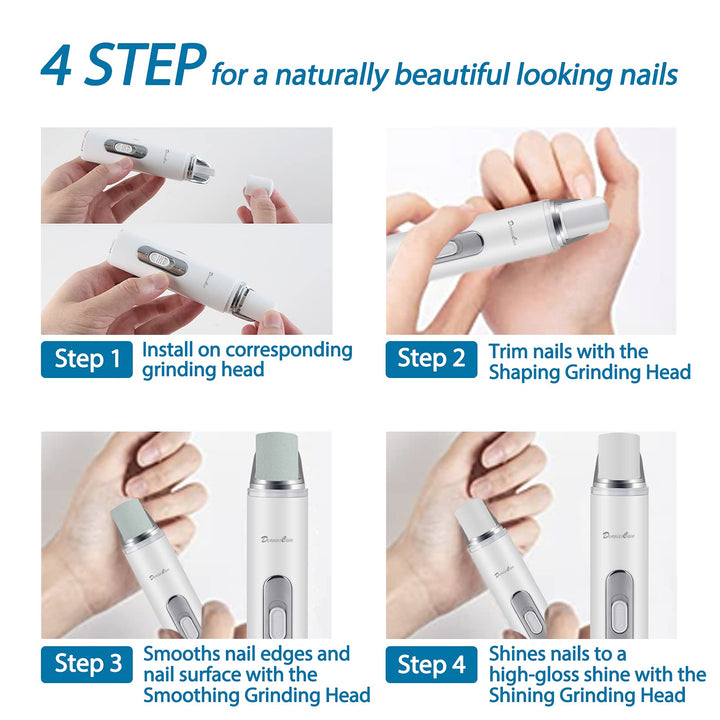 Electric Nail Buffer Rechargeable Nail Buffer Drill and Polisher Easily File for Naturally Beautiful Looking Nails Electric Manicure Pedicure Tool Nail Buffer and Shine Kit