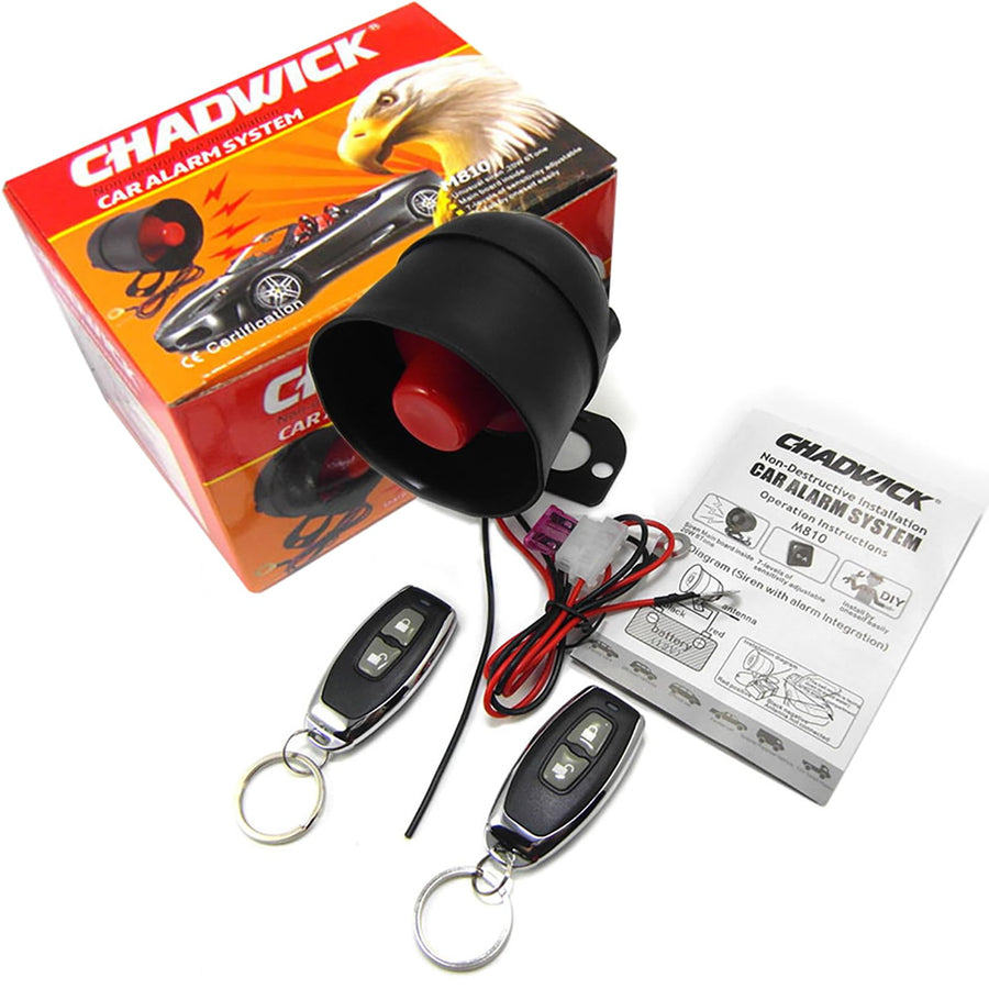 Car Horn Siren Alarm,Universal Car Alarm Security Protection System with 2 Remote Controls,7-Level Sensitivity,12v,Anti-Theft Device,No Thread Trimmin,Non-Destructive Installation (CW-8110)