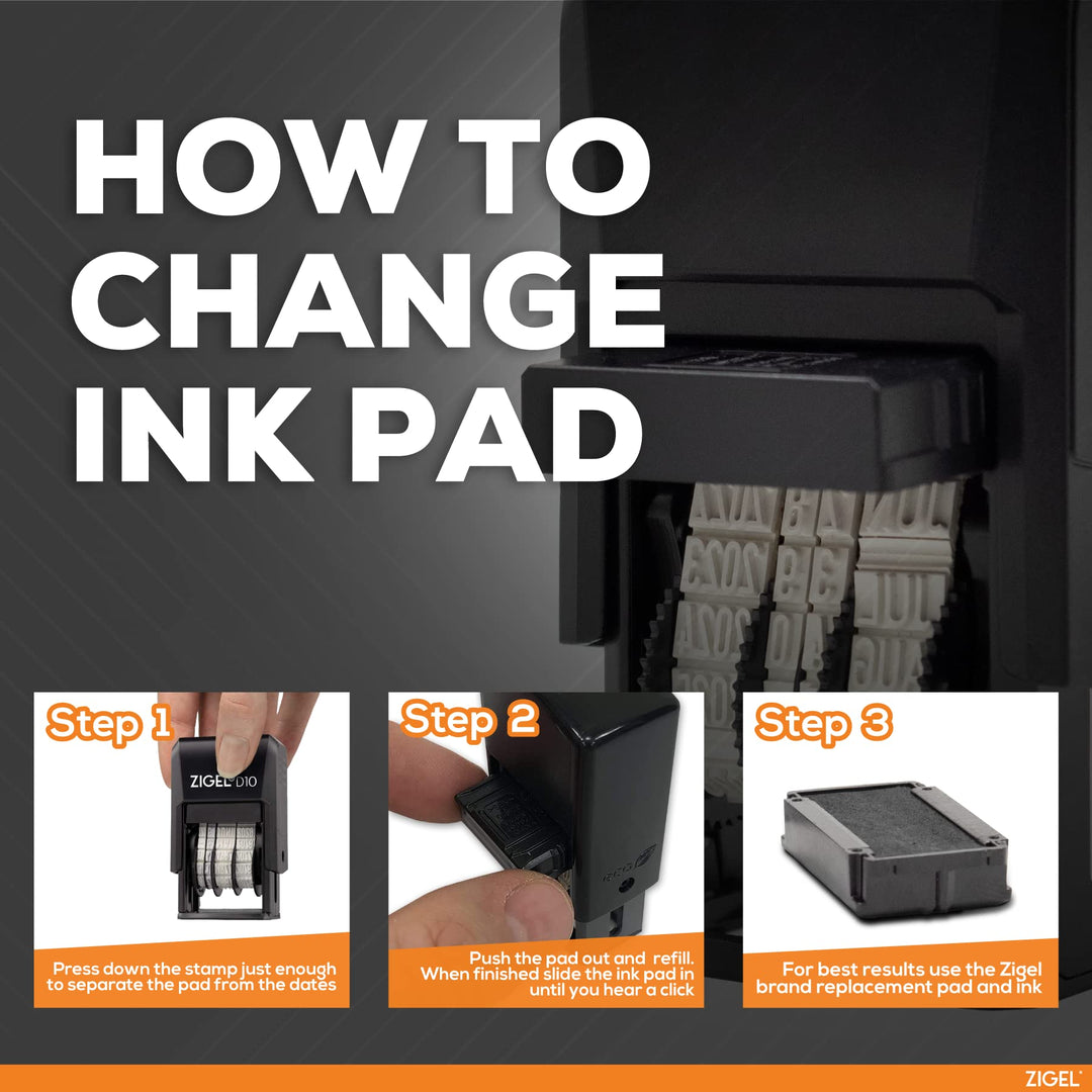 D10 Office Date Stamp - Self Inking Date Stamp - Black