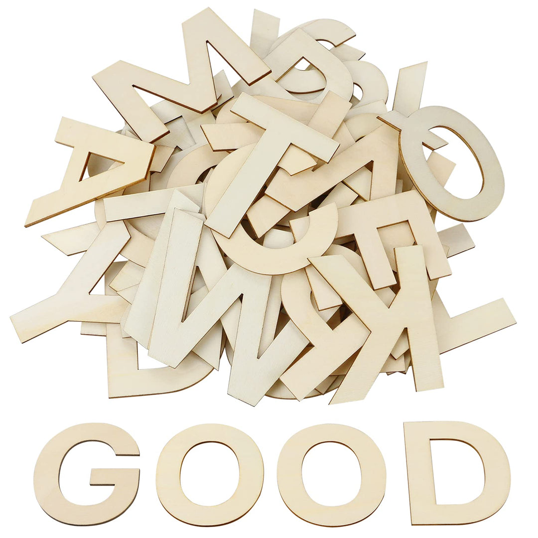 78 PCS 3 Wooden Craft Letters,Natural Blank Unfinished Wooden Alphabet Letters for DIY Painting,Letter Board,Home Wall Decoration