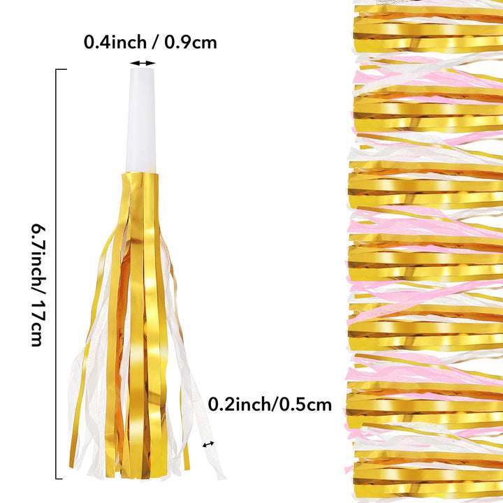 24 Pieces Glitter Metallic Fringed Noise Maker Musical Blowouts Whistle Fringed Party Blower for Kids Birthday Baby Shower New Year Party Favor Supplies