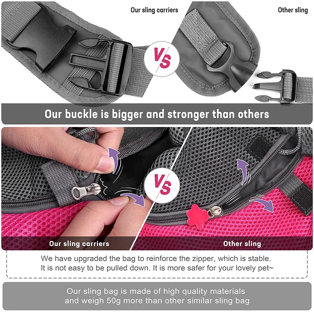 Pet Dog Sling Carrier Breathable Mesh Travel Safe Sling Bag Carrier for Dogs Cats