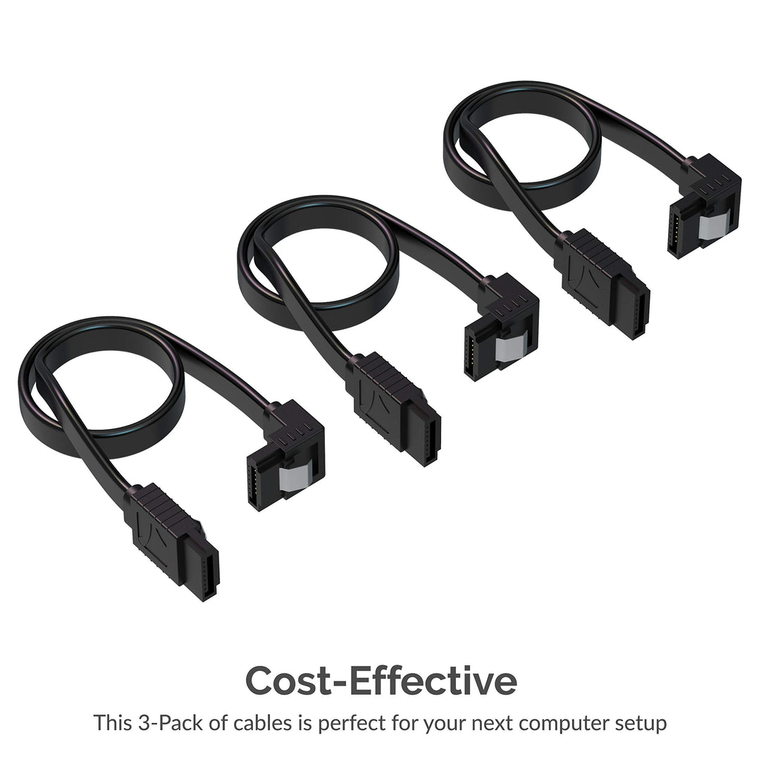 SATA III (6 Gbit/s) Right Angle Data Cable with Locking Latch for HDD/SSD/CD and DVD Drives (3 Pack 20 Inch) in Black (CB-SRK3)