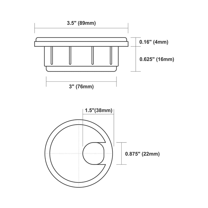 5 Pack Hardware 3 (76mm) Black Round Computer Desk Table Port Wire Cable Cord Organizer Hole Cover Grommet, ROKRG3BLK