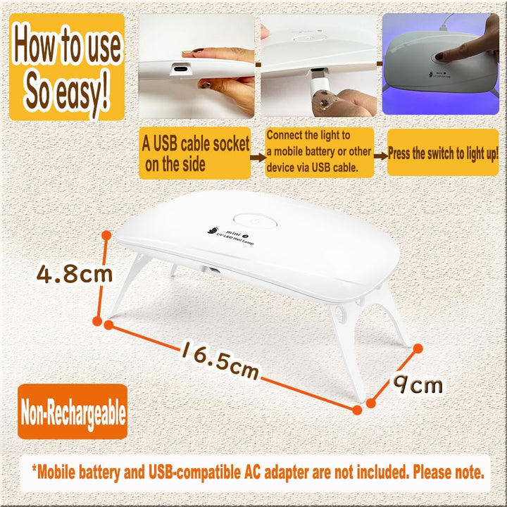 UV Light for Gel Nails, Middle Size Nail Cure Light, LED Nail Lamp, USB Nail Dryer for Fast Curing Gel Nail Polish Epoxy Resin Polygel