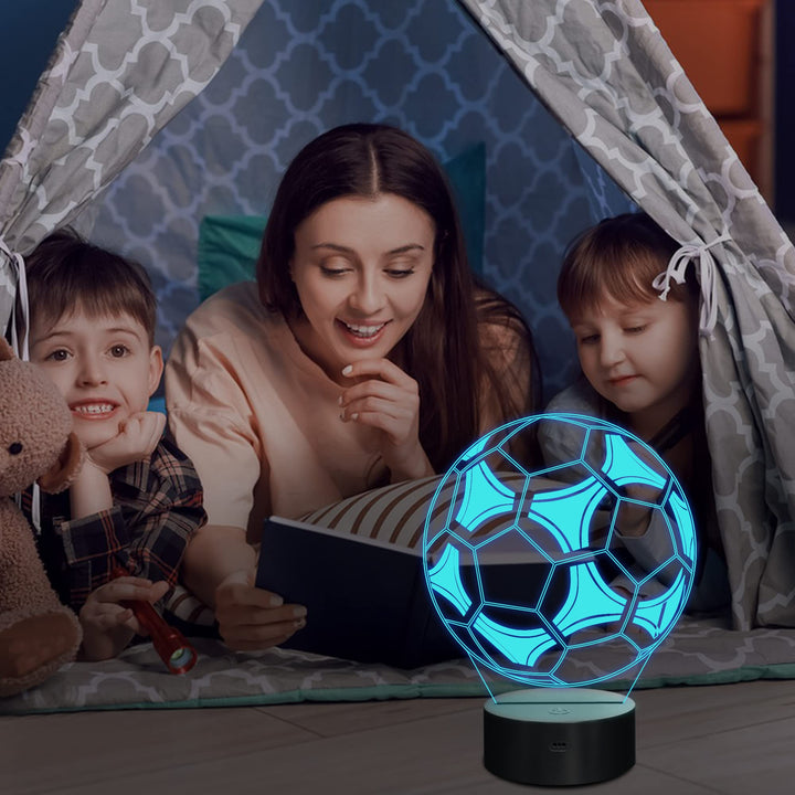 Kids 3D Soccer Lamp Football Night Light Optical Illusion Lamp with 16 Colors Changing Remote Control Birthday Day Gift Idea for Sport Theme Fan Boys Girls