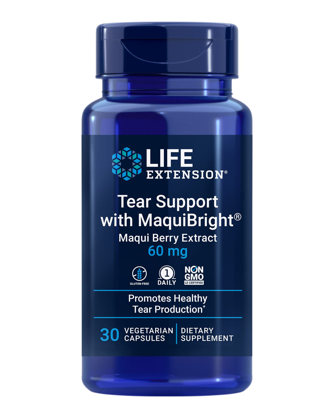 Tear Support with MaquiBright 60mg - Maqui Berry Extract Eye Health Supplement For Dry Eyes - Tear Production Formula - Non-GMO, Gluten-Free, Vegetarian - 30 Capsules