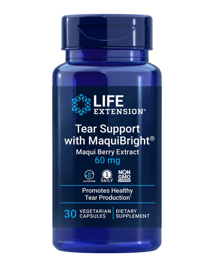 Tear Support with MaquiBright 60mg - Maqui Berry Extract Eye Health Supplement For Dry Eyes - Tear Production Formula - Non-GMO, Gluten-Free, Vegetarian - 30 Capsules