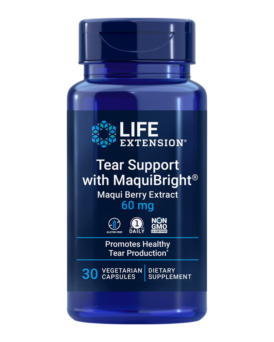 Tear Support with MaquiBright 60mg - Maqui Berry Extract Eye Health Supplement For Dry Eyes - Tear Production Formula - Non-GMO, Gluten-Free, Vegetarian - 30 Capsules