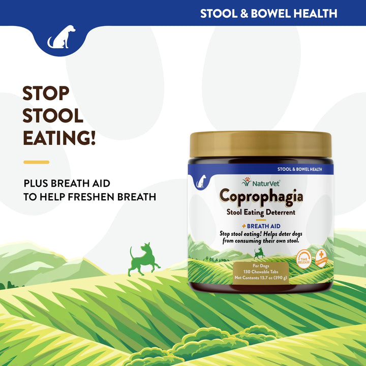 – Coprophagia Stool Eating Deterrent Plus Breath Aid – Deters Dogs from Consuming Stool – Enhanced with Breath Freshener, Enzymes & Probiotics – 130 Chewable Tablets