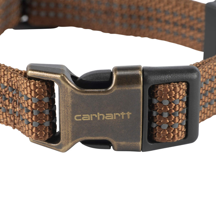 Fully Adjustable Nylon Webbing Collars for Dogs, Reflective Stitching for Visibility, Brown (Nylon Webbing), Medium
