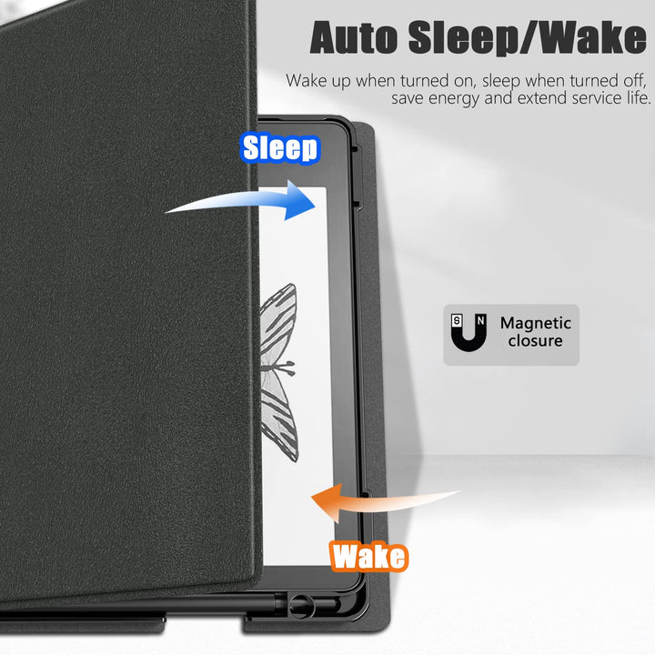 Case for Kindle Scribe, Vertical Multi-Viewing Adjustable 360 Degree Rotating Stand Cover for Kindle Scribe 10.2”, Auto Sleep/Wake with Pen Holder, 10.2 inch 2022 Released (Black)