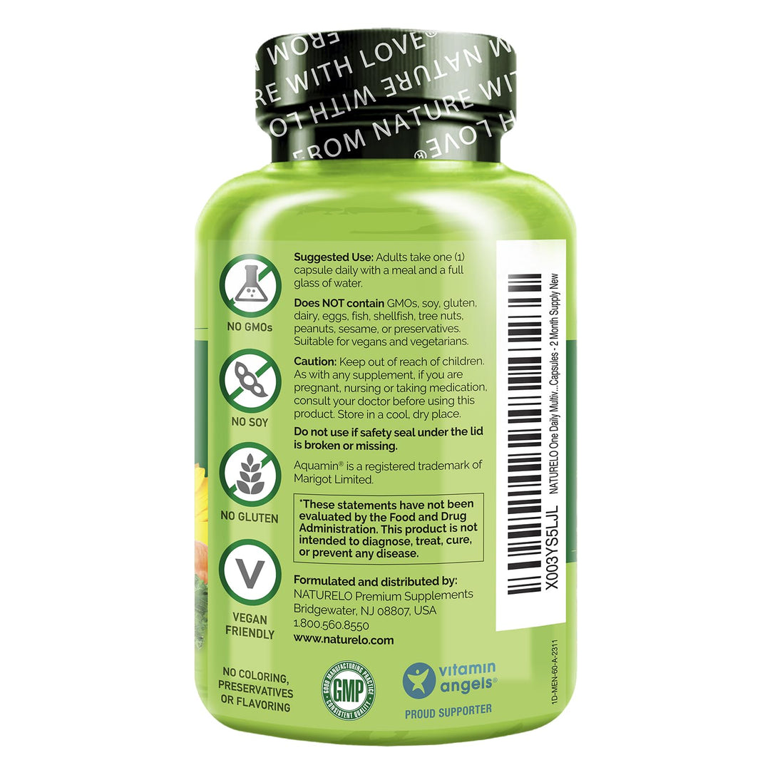 One Daily Multivitamin for Men - with Vitamins & Minerals + Organic Whole Foods - Supplement to Boost Energy, General Health - Non-GMO - 60 Capsules - 2 Month Supply