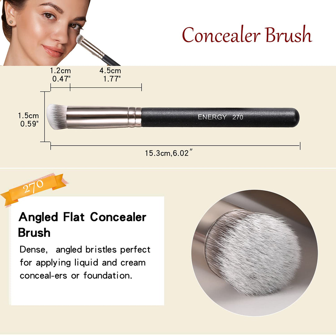 Concealer Brush Set Professional Angle Under Eye Concealer Brushes Flat Top Perfect For Eye Concealer Foundation Blending Liquid Cream or Flawless Powder Cosmetics Buffing Stippling