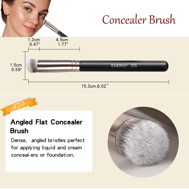 Concealer Brush Set Professional Angle Under Eye Concealer Brushes Flat Top Perfect For Eye Concealer Foundation Blending Liquid Cream or Flawless Powder Cosmetics Buffing Stippling