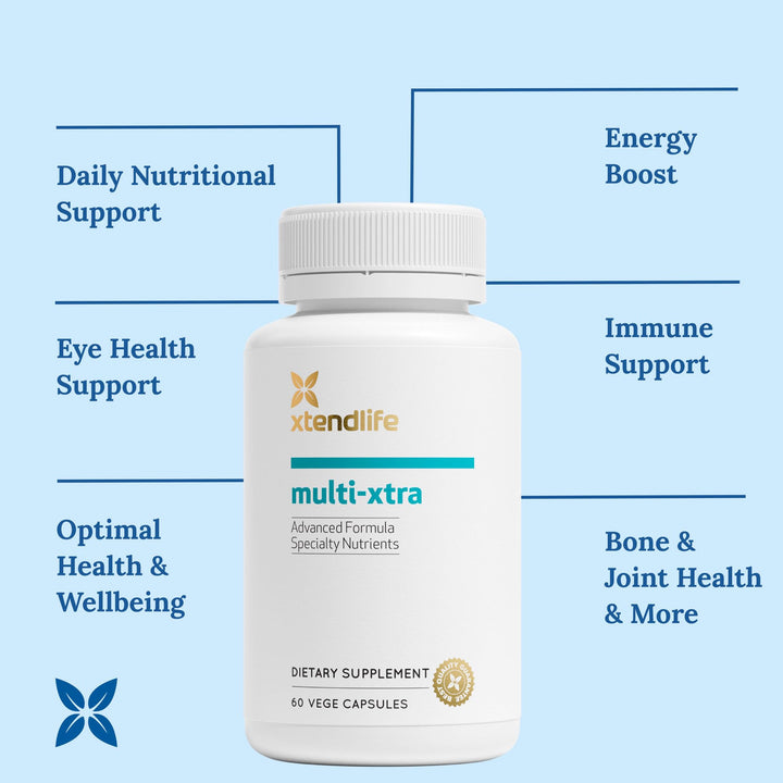 Multi-Xtra Advanced Multivitamin & Mineral Supplement with Over 40 Bioavailable Ingredients - Vitamins, Minerals & Herbs for Immune, Heart, Energy - for Men, Women, Children - 30 Day Supply
