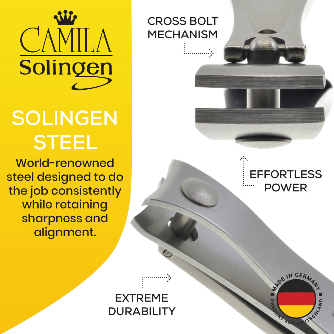 CS15 3 Fingernail Clipper and Toenail Clipper for Manicure and Pedicure - Professional Nail Clippers with Precision Super Sharp Blades - German Stainless Steel Cuticle Trimmer