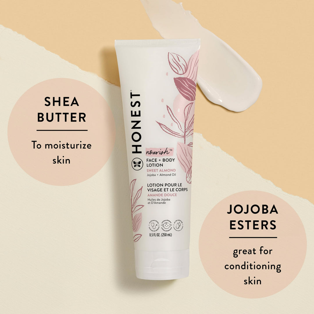 2-in-1 Cleansing Shampoo + Body Wash and Face + Body Lotion Bundle | Gentle for Baby | Naturally Derived | Sweet Almond Nourish, 18.5 fl oz