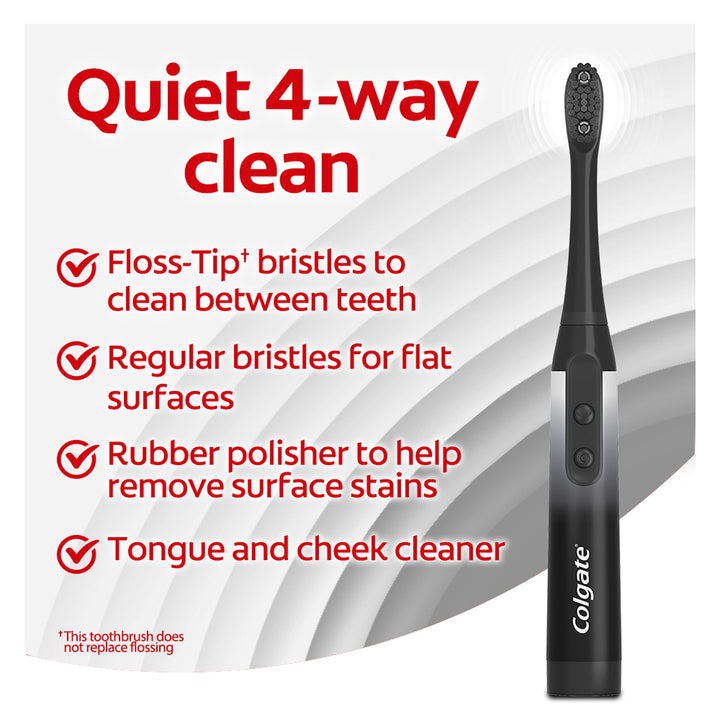 360 Charcoal Sonic Powered Battery Toothbrush, 2 Pack