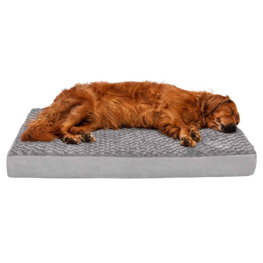 Orthopedic Dog Bed for Large Dogs w/ Removable Washable Cover, For Dogs Up to 95 lbs - Ultra Plush Faux Fur & Suede Mattress - Gray, Jumbo/XL