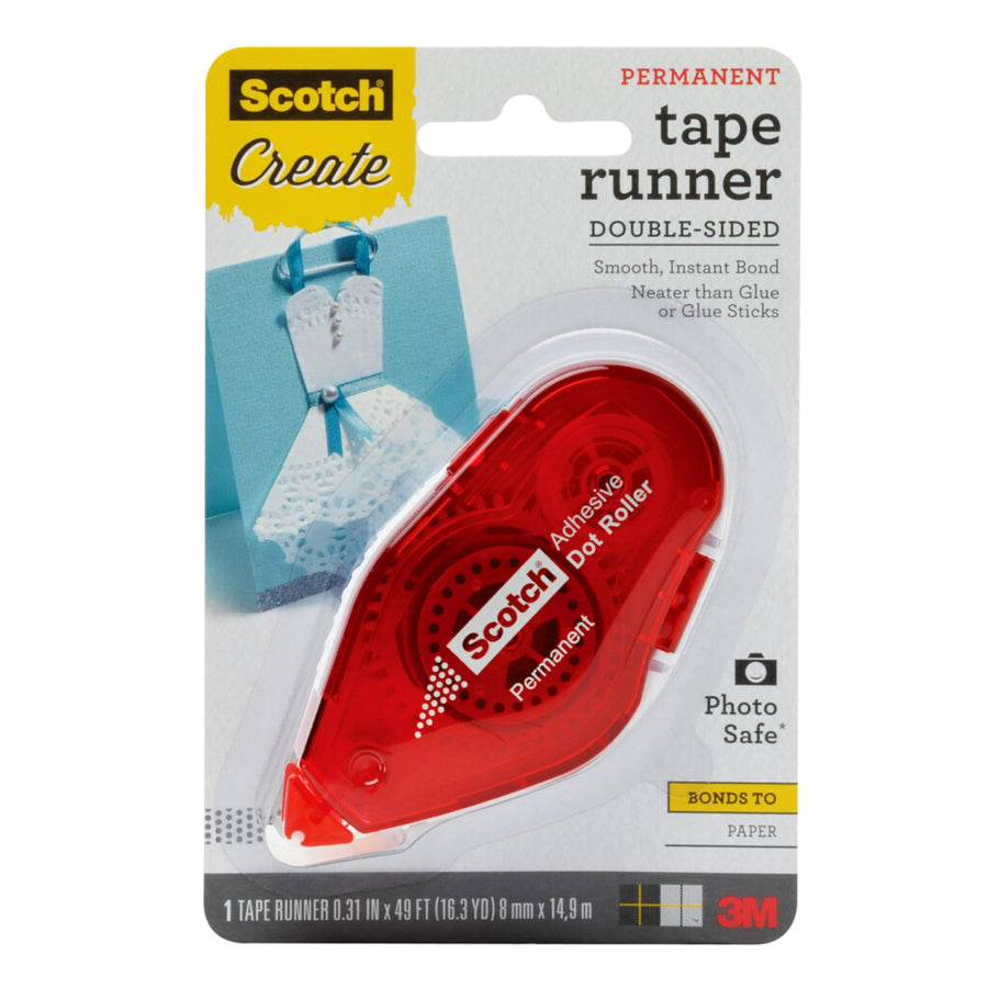 Tape Runner, Double Sided Tape Roller, .31 in x 49 ft, 1/Pack
