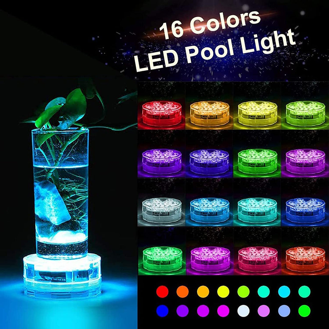 Underwater Submersible LED Lights: Waterproof Battery Operated Remote Control, Wireless LED Lights for Bath tub Hot Tub Pond Pool Fountain Waterfall Aquarium Party and Vase Base, 2 Pack