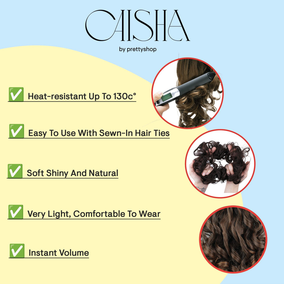 Dark Brown # 2T33 G7F: Prettyshop Hairpiece Hair Rubber Scrunchie Scrunchy Updos Voluminous Wavy Messy Bun Dark Brown # 2T33 G7F