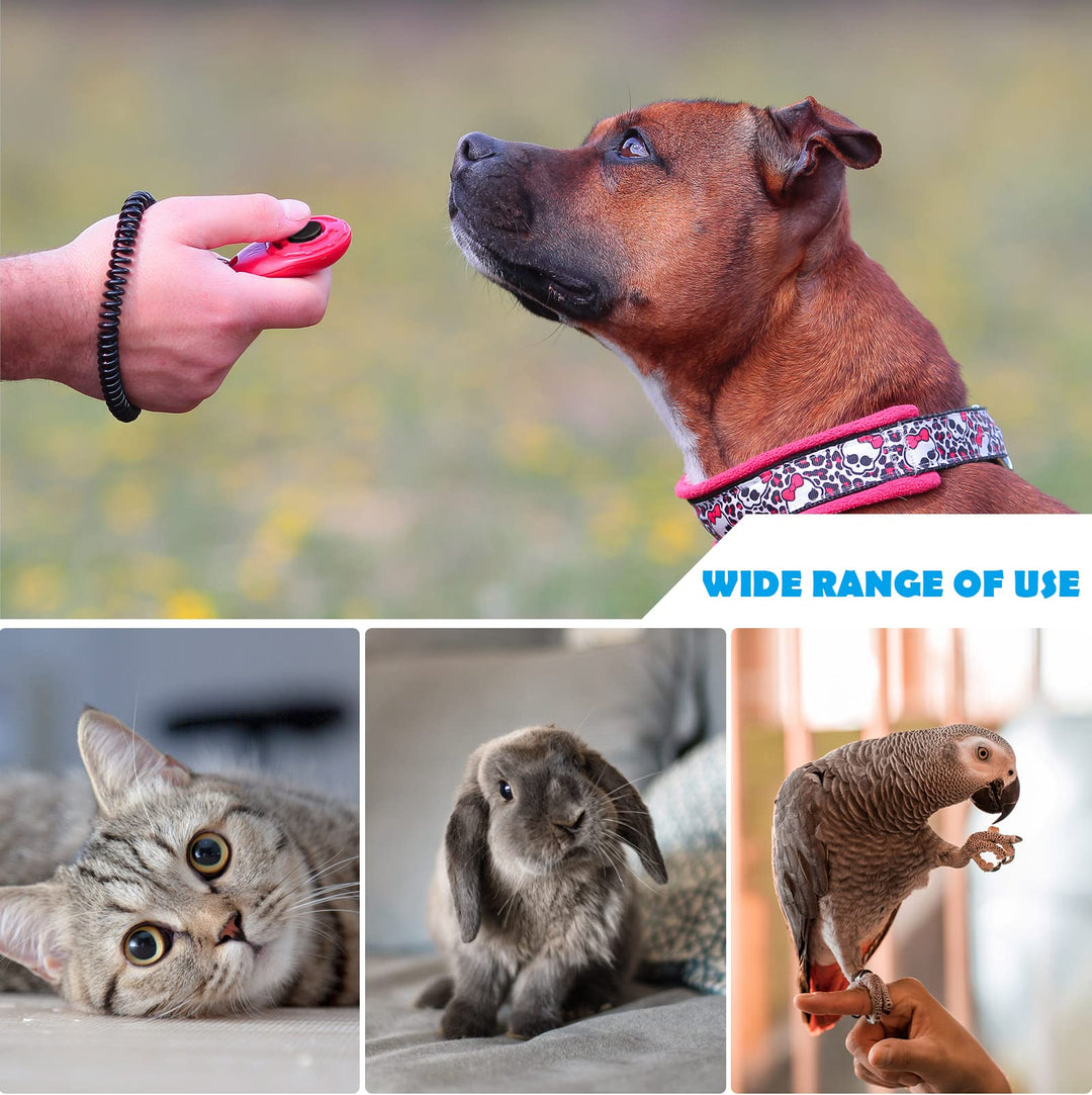 Dog Training Clicker with Wrist Strap - Durable Lightweight Easy to Use, Pet Training Clicker for Cats Puppy Birds Horses. Perfect for Behavioral Training 2-Pack (Blue and White)