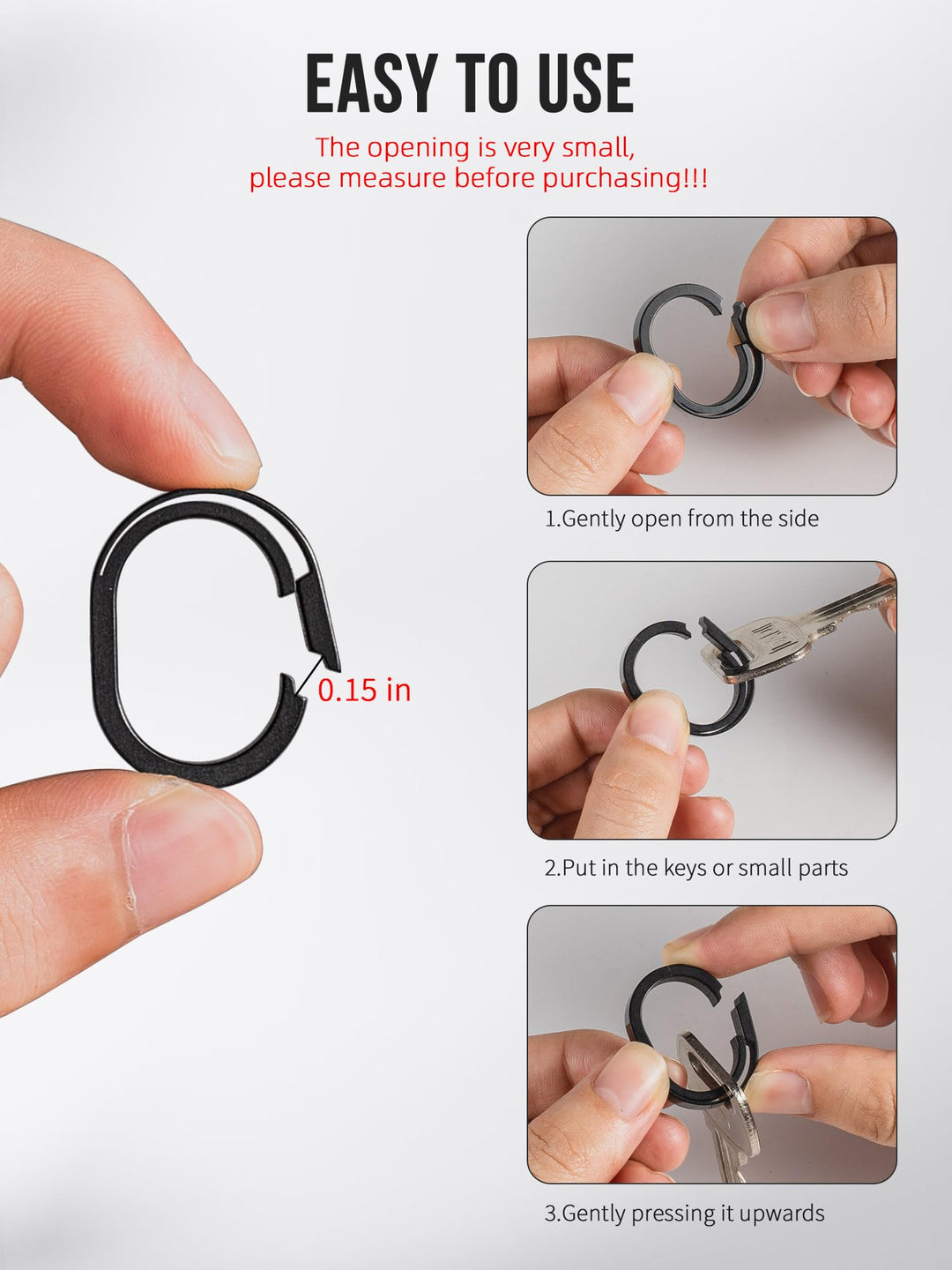 Titanium Small Key Chain Rings, Quick Release Connecting Keychain Mini Carabiner for Keys Wristlet Bag, Jump Ring for Necklace