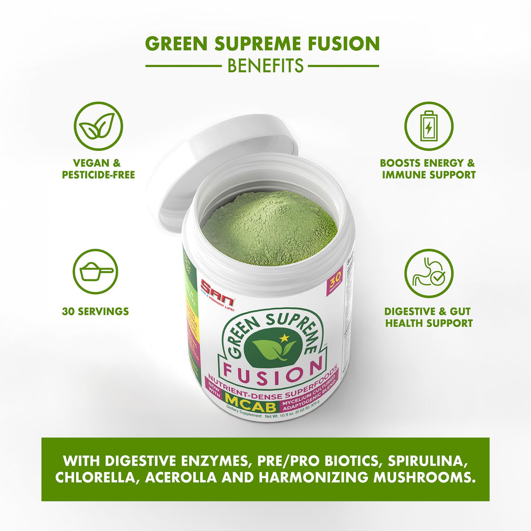 Nutrition’s Green Supreme Fusion Blend Antioxidant: Super Greens Smoothie Mix with Spirulina, Chlorella, Adaptogenic Mushrooms, 30 Servings