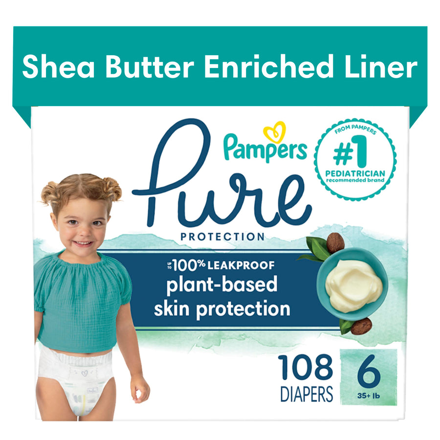 Pure Protection Diapers - Size 6, One Month Supply (108 Count), Hypoallergenic Premium Disposable Baby Diapers