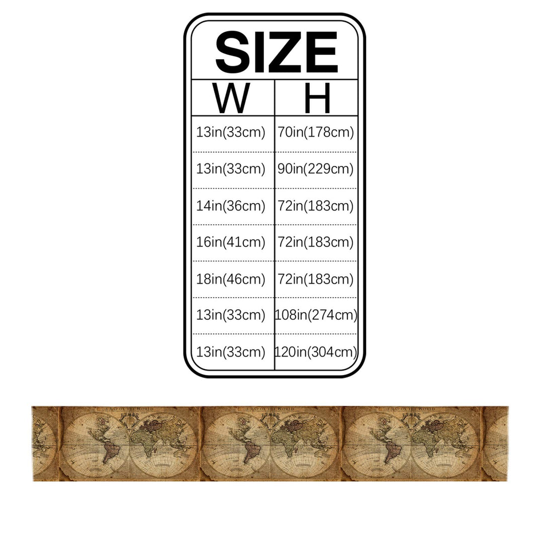 , 13 x 36 In Table Runner CottonPolyester Blend, Vintage Retro Nautical Map of World Table Runner, 1 Pack, 20210609CXMRUNNERSLSZ00516ZQDHDLG