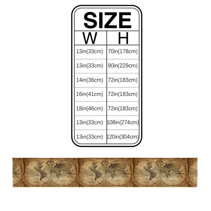 , 13 x 36 In Table Runner CottonPolyester Blend, Vintage Retro Nautical Map of World Table Runner, 1 Pack, 20210609CXMRUNNERSLSZ00516ZQDHDLG
