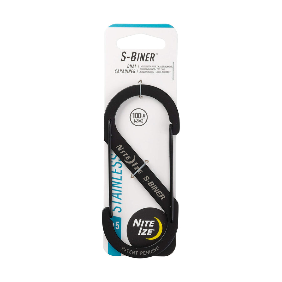 Size-5 S-Biner Dual Carabiner, Stainless-Steel, Black