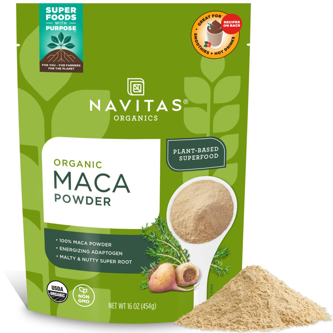 Maca Powder, 16 oz. Bag, 90 Servings — Organic, Non-GMO, Low Temp-Dried, Gluten-Free