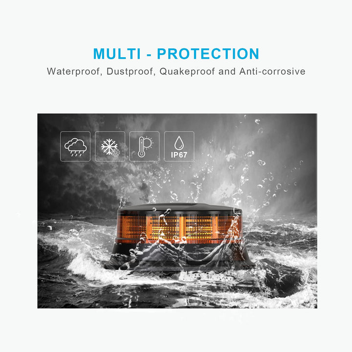 Amber Beacon Light 4.2Inch, 7 Flashing Modes Safety Warning Lights Magnetic, LED Emergency Strobe Lights for Vehicles, Caution Hazard Lights for Truck Tractor Golf Carts Snow Plow Postal Cars