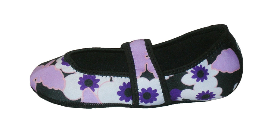 Betsy Lou Women's Shoes, Foldable & Flexible Flats, Slipper Socks, Travel Slippers & Exercise Shoes, Dance Shoes, Yoga Socks, House Shoes, Indoor Slippers, Purple Flowers, Large