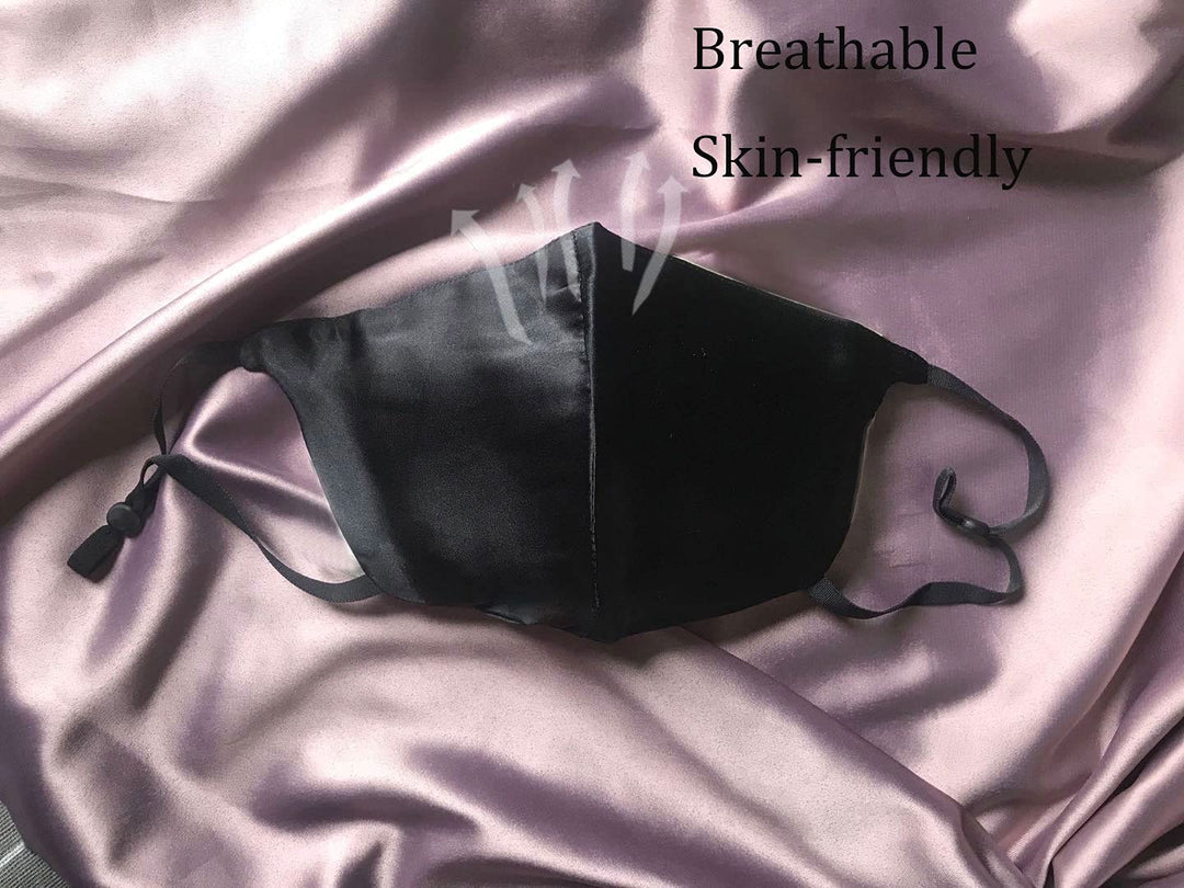100% Mulberry Silk Face Masks Fashion Mask 19 Momme Silk Mask for Sensitive Women,Lavender gray