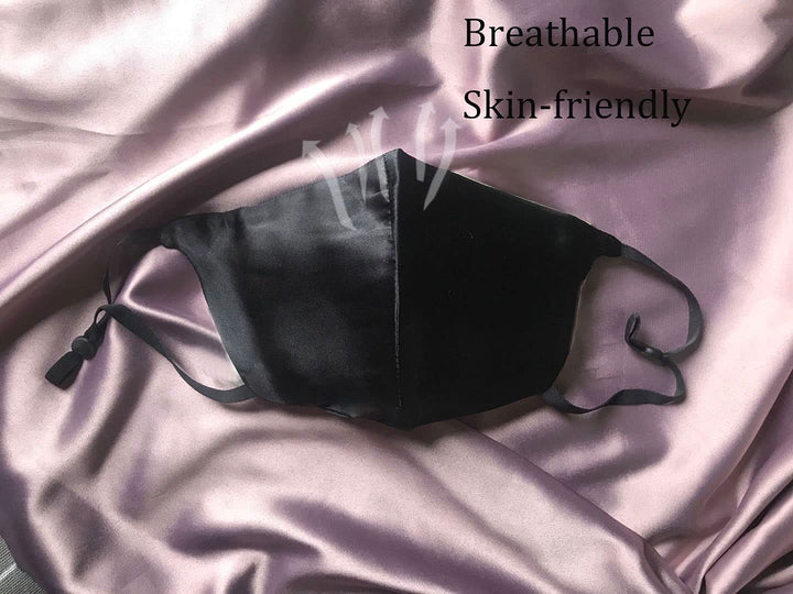 100% Mulberry Silk Face Masks Fashion Mask 19 Momme Silk Mask for Sensitive Women,Lavender gray