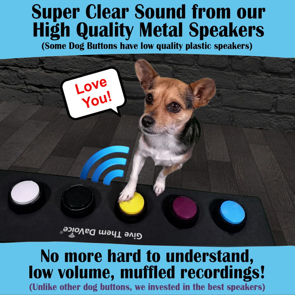 Cat & Dog Buttons for Communication, Recordable Buttons for Cats & Dogs Communication, Cat & Dog Talking Pet Button Starter Gift Set, 6 Dog Training Buttons with Mat, Dots & Training Videos