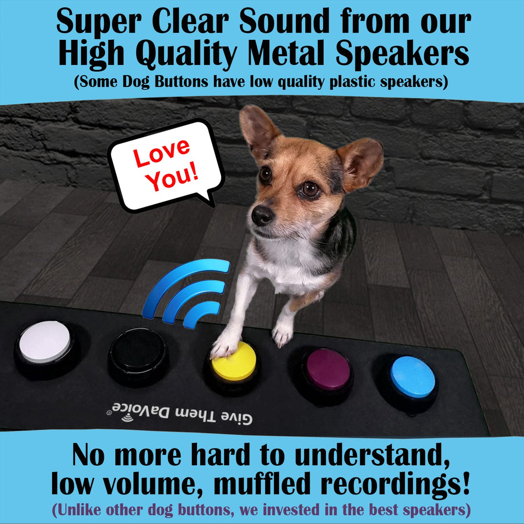 Cat & Dog Buttons for Communication, Recordable Buttons for Cats & Dogs Communication, Cat & Dog Talking Pet Button Starter Gift Set, 6 Dog Training Buttons with Mat, Dots & Training Videos