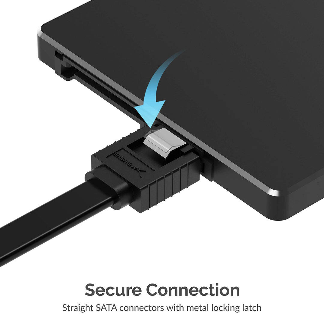 SATA III (6 Gbit/s) Right Angle Data Cable with Locking Latch for HDD/SSD/CD and DVD Drives (3 Pack 20 Inch) in Black (CB-SRK3)