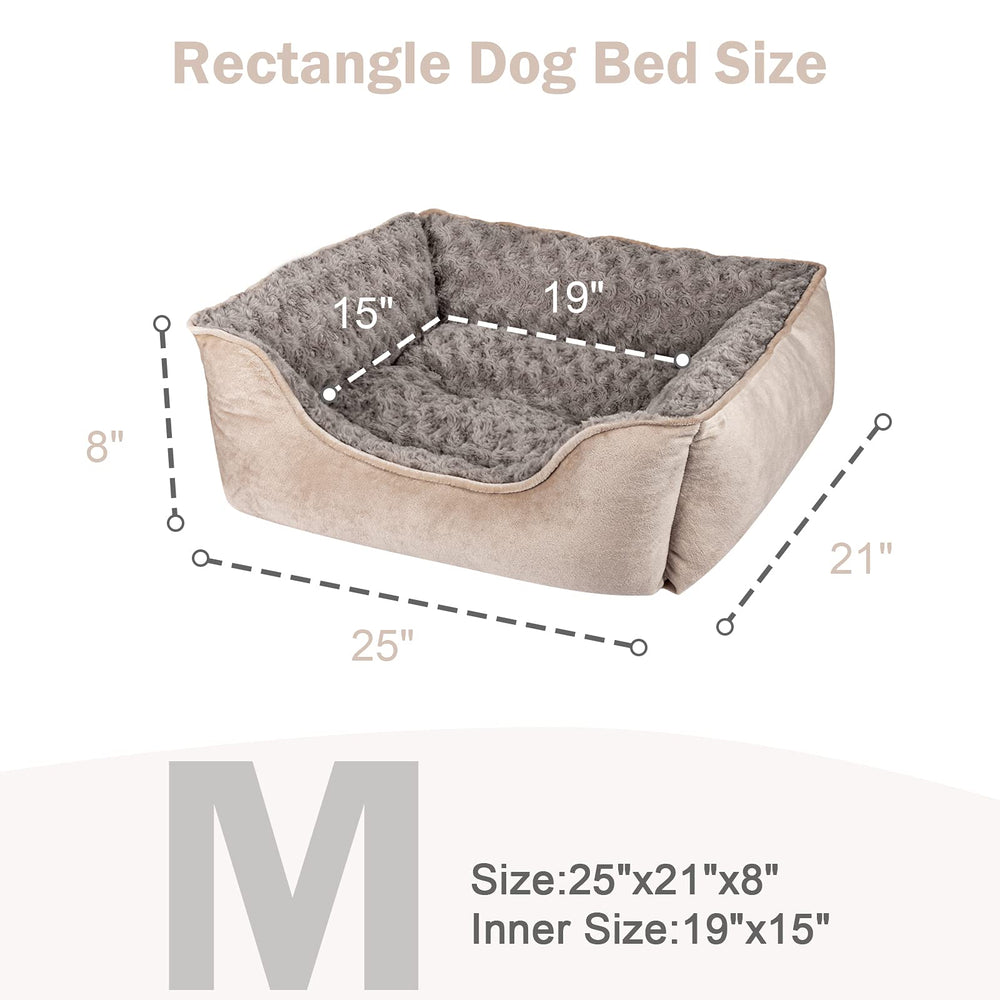 Rectangle Dog Bed for Large Medium Small Dogs Machine Washable Sleeping Dog Sofa Bed Non-Slip Bottom Breathable Soft Puppy Bed Durable Orthopedic Calming Pet Cuddler, Multiple Size, Beige