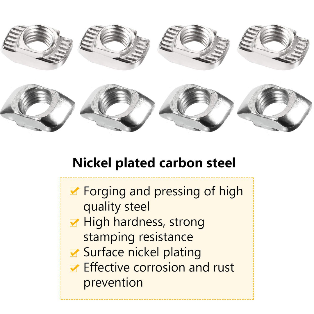 150 Pieces 2020 Series T Nuts T-Slot Nut Hammer Head Fastener -Plated Carbon Steel Sliding T Nuts for Aluminum Profile (M5)