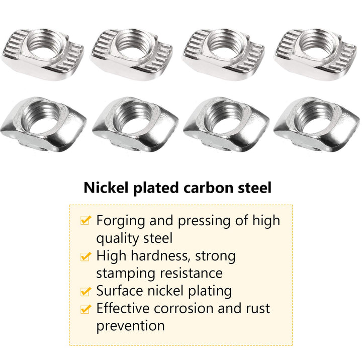 150 Pieces 2020 Series T Nuts T-Slot Nut Hammer Head Fastener -Plated Carbon Steel Sliding T Nuts for Aluminum Profile (M5)